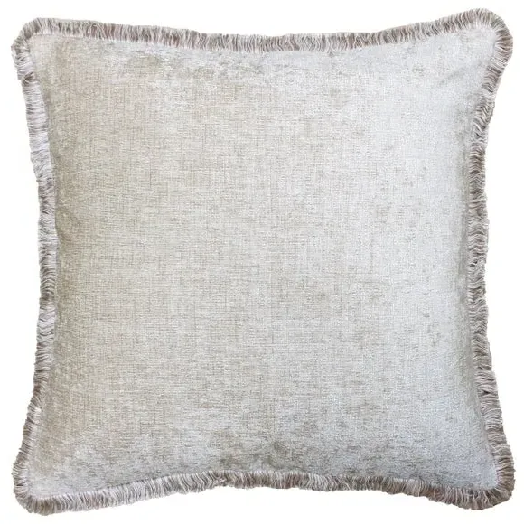 Square Cushion Cover with Fringe - Silver image