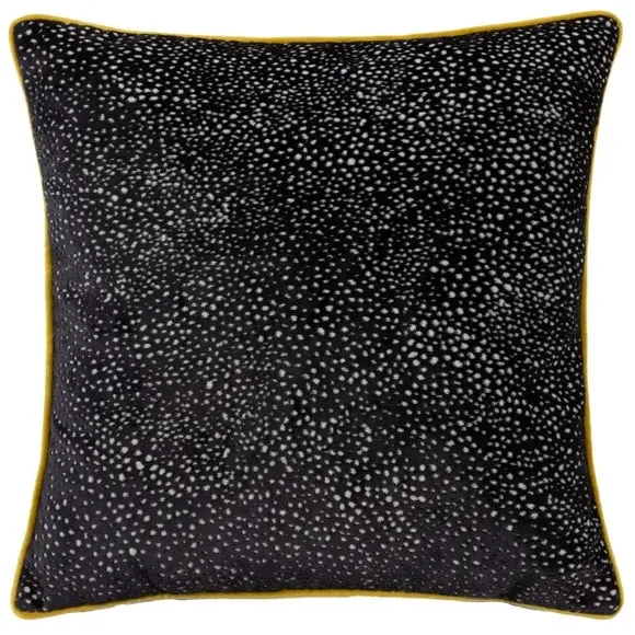 Square Cushion Cover with Piped Trim - Black, Velvet