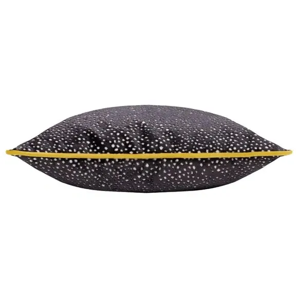 Square Cushion Cover with Piped Trim - Black, Velvet