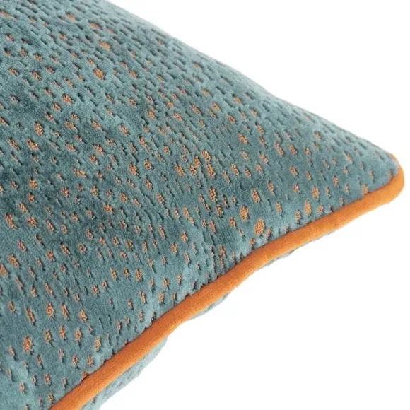 Square Cushion Cover with Piped Trim - Teal, Velvet