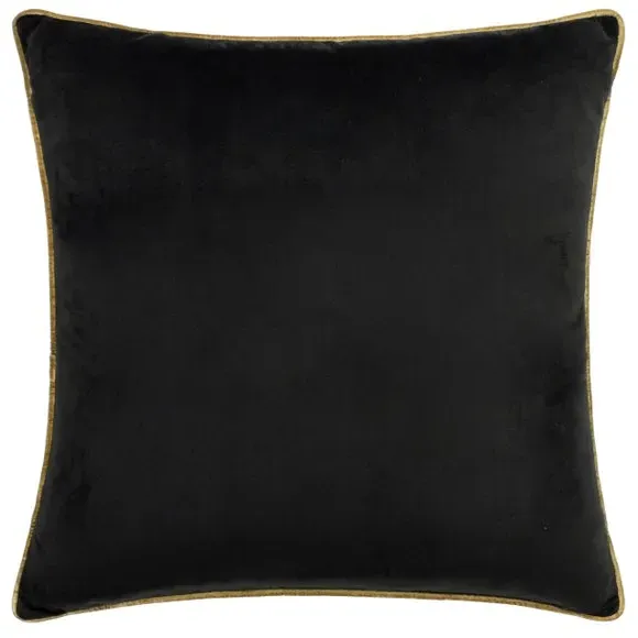 Square Cushion Cover with Piping - Black, Velvet