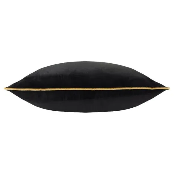 Square Cushion Cover with Piping - Black, Velvet