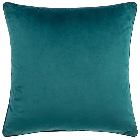 Square Cushion Cover with Piping - Blue, Velvet