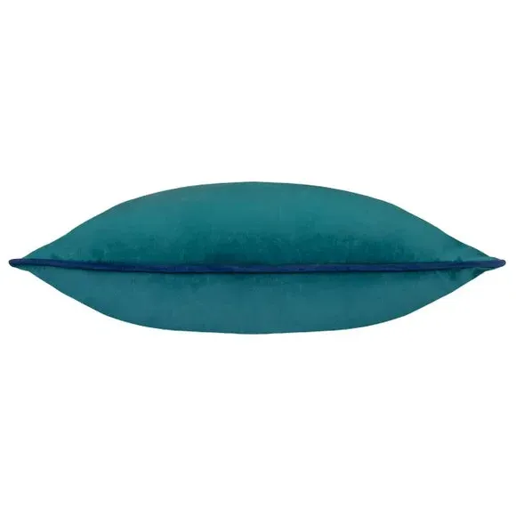 Square Cushion Cover with Piping - Blue, Velvet