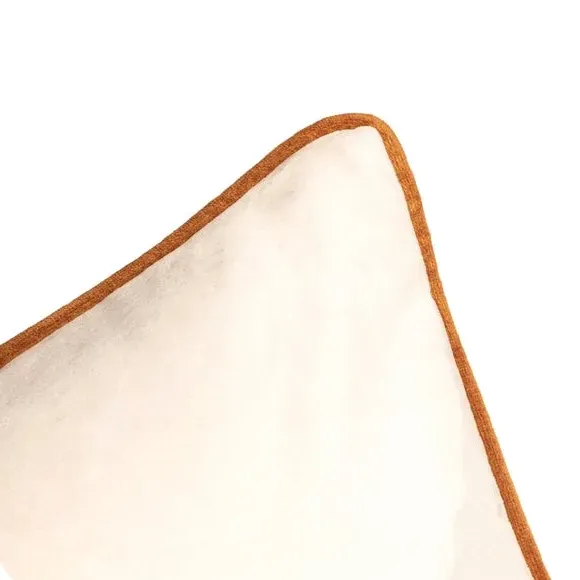 Square Cushion Cover with Piping - Ecru, Velvet
