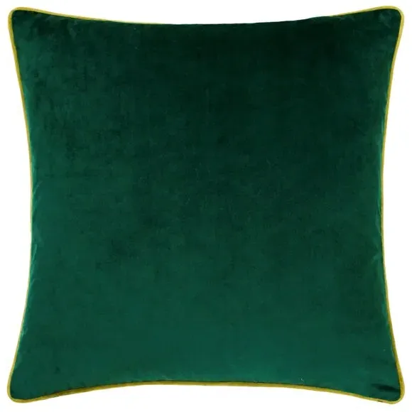 Square Cushion Cover with Piping - Green, Velvet