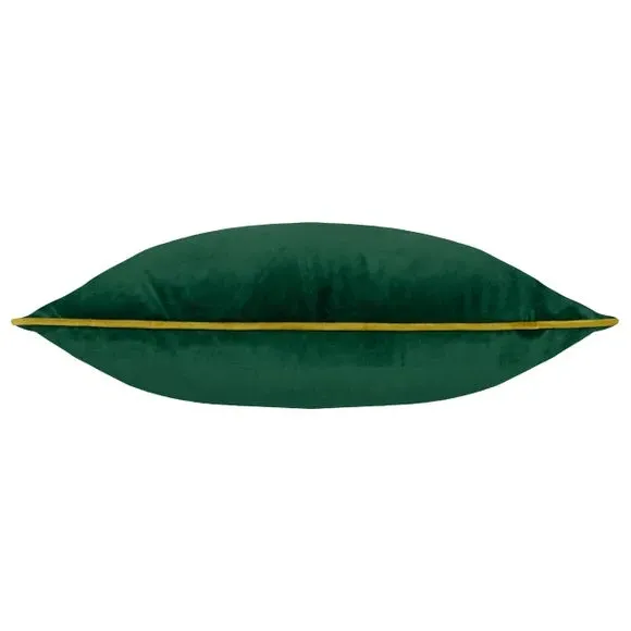 Square Cushion Cover with Piping - Green, Velvet