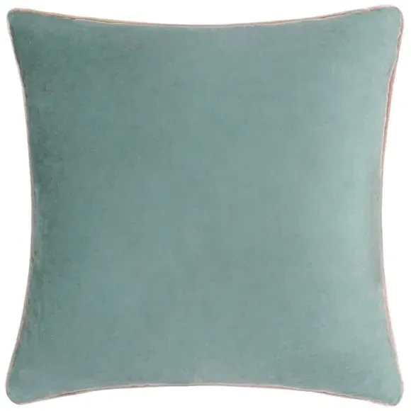 Square Cushion Cover with Piping - Mint, Velvet