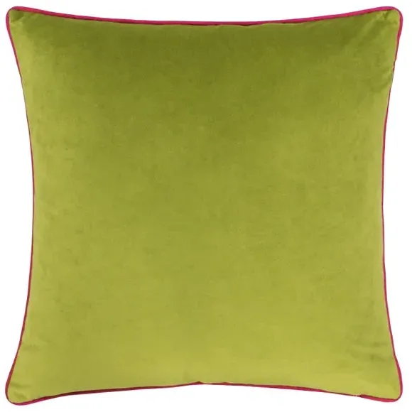 Square Cushion Cover with Piping - Olive, Velvet