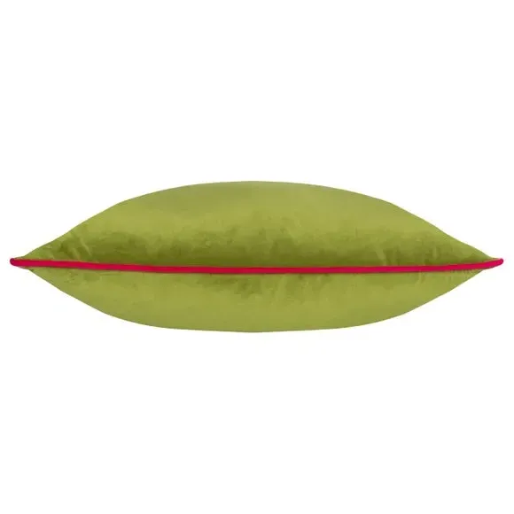 Square Cushion Cover with Piping - Olive, Velvet