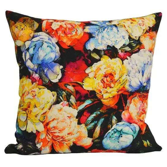 Square Cushion with Floral Print - Multicolor image