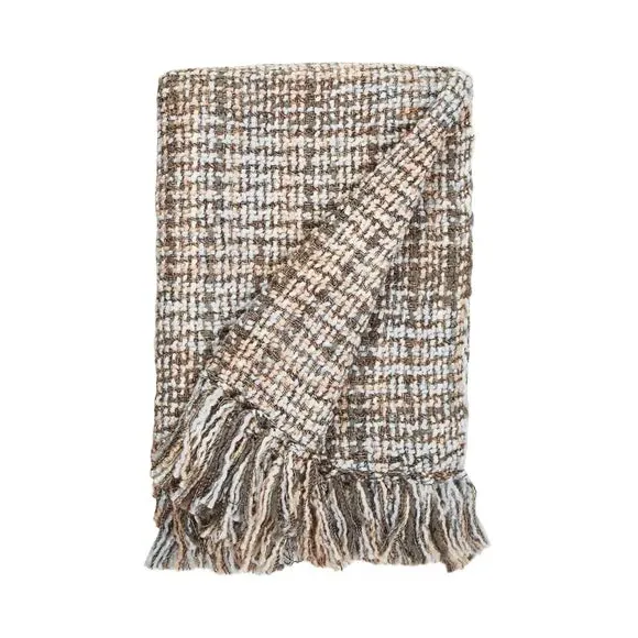 Woven Throw Blanket with Fringe - Honey