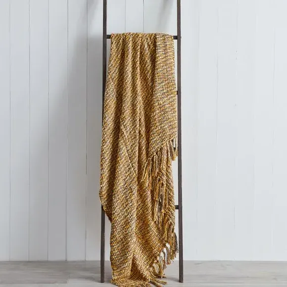 Woven Throw Blanket with Fringe - Honey image