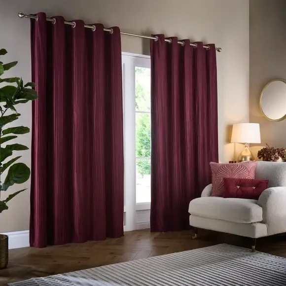 Eyelet Curtains with Micro-Pleat - Merlot, Velvet