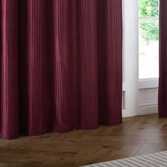 Eyelet Curtains with Micro-Pleat - Merlot, Velvet