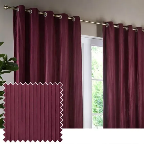 Eyelet Curtains with Micro-Pleat - Merlot, Velvet