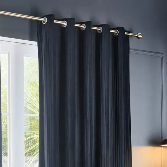 Eyelet Curtains with Micro-Pleat - Midnight, Velvet