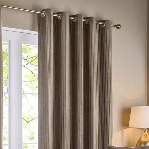 Eyelet Curtains with Micro-Pleat - Mink, Velvet