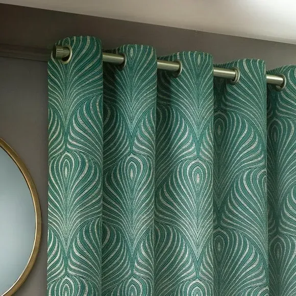 Eyelet Curtains with Room Darkening - Emerald