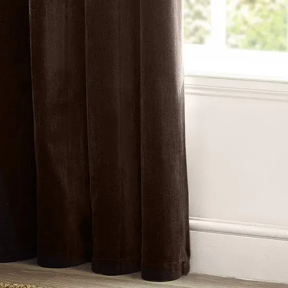 Heavy Eyelet Curtains - Brown, Chenille