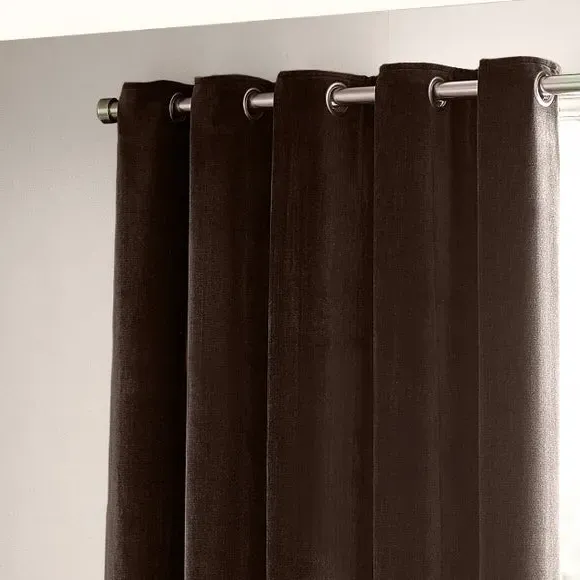 Heavy Eyelet Curtains - Brown, Chenille image