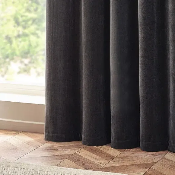 Heavy Eyelet Curtains - Charcoal, Chenille