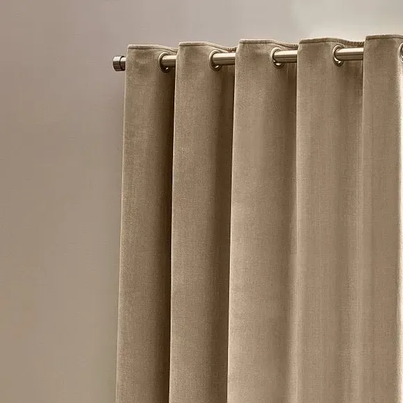Heavy Eyelet Curtains - Natural, Chenille