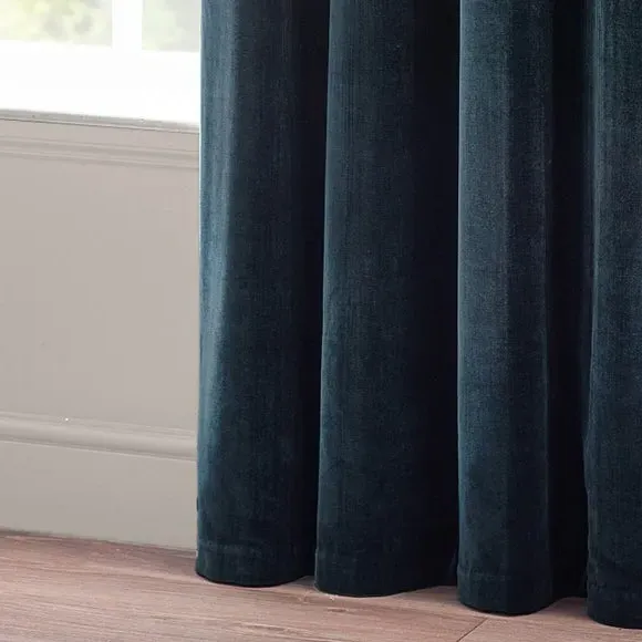 Heavy Eyelet Curtains - Navy, Chenille