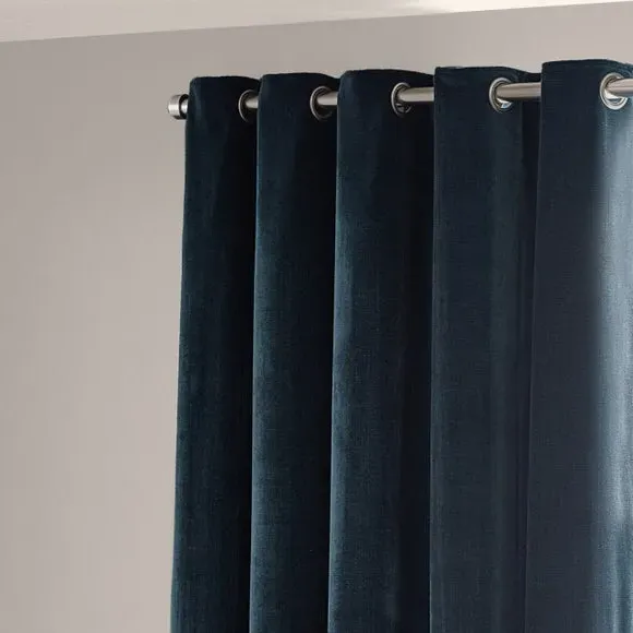 Heavy Eyelet Curtains - Navy, Chenille