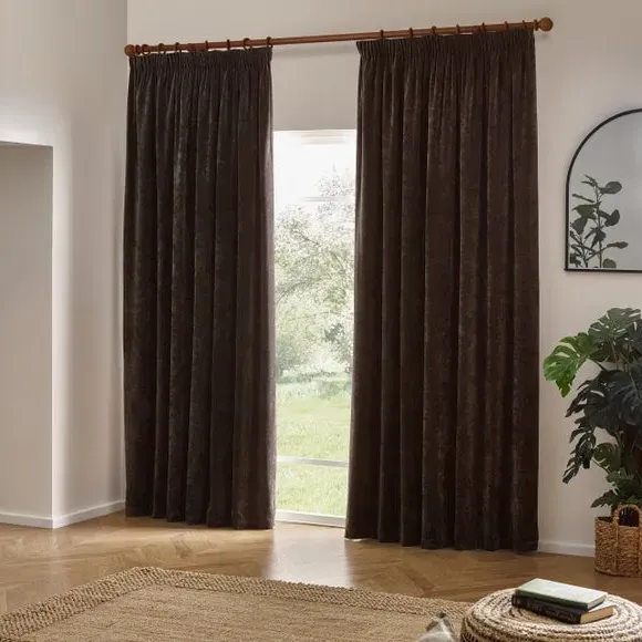 Pencil Pleat Curtains Heavy Weight - Brown image