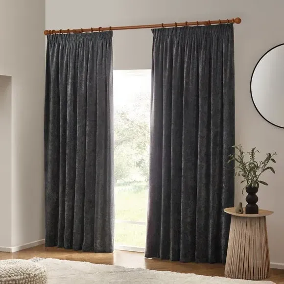 Pencil Pleat Curtains Heavy Weight - Charcoal