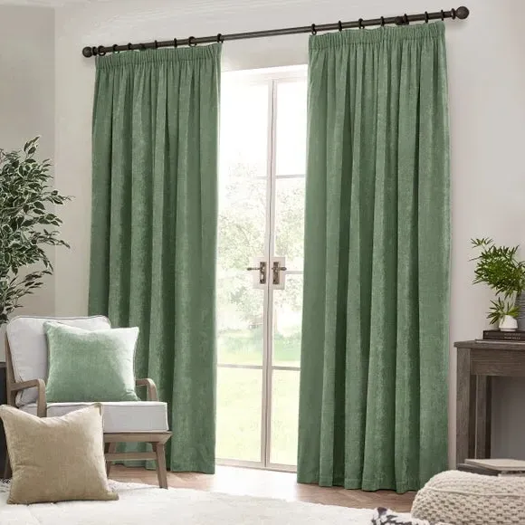 Pencil Pleat Curtains Heavy Weight - Eucalyptus