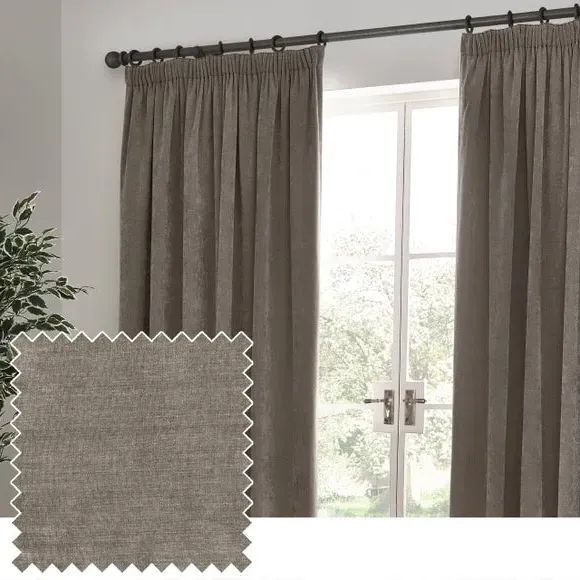 Pencil Pleat Curtains Heavy Weight - Greige