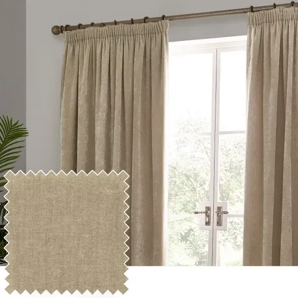 Pencil Pleat Curtains Heavy Weight - Natural