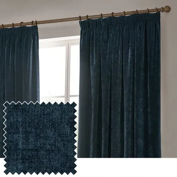 Pencil Pleat Curtains Heavy Weight - Navy
