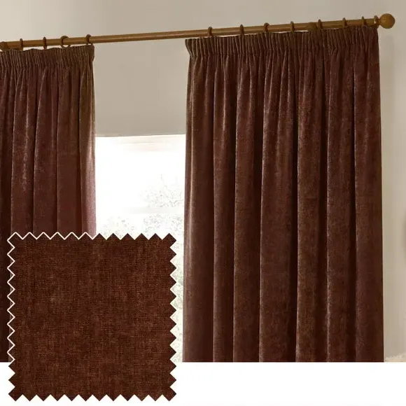 Pencil Pleat Curtains Heavy Weight - Nutmeg