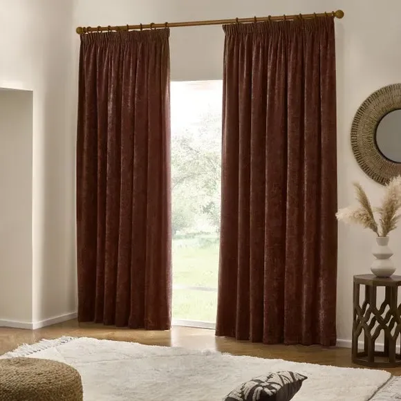 Pencil Pleat Curtains Heavy Weight - Nutmeg