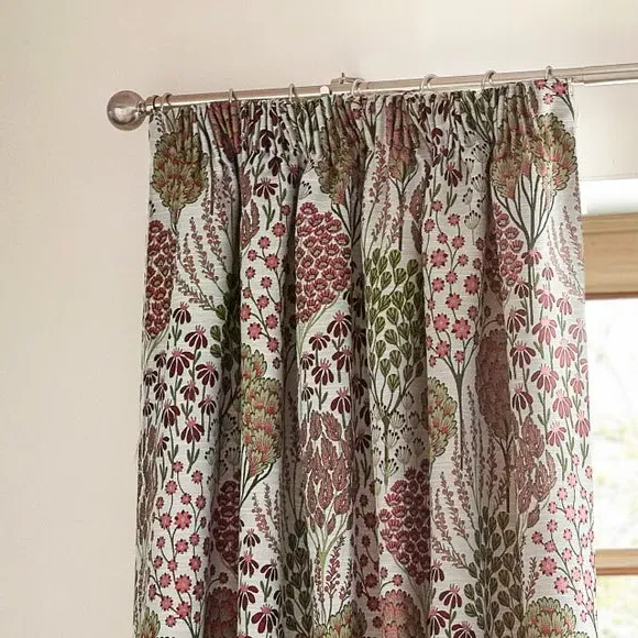 Pencil Pleat Curtains with Tie Backs - Red, Polyester
