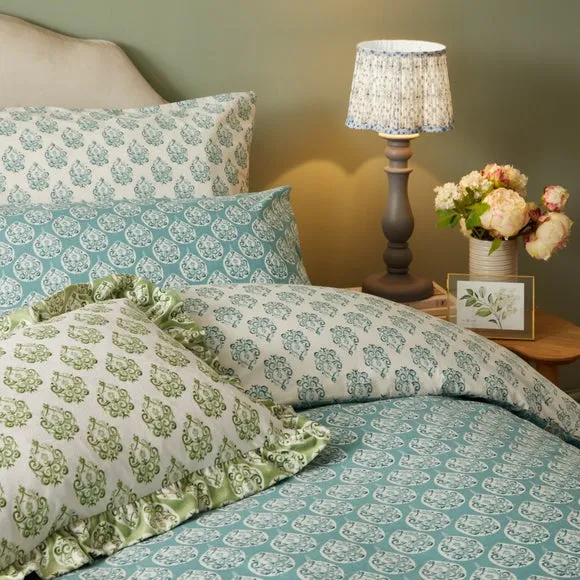 Reversible Duvet Cover Set - Blue, Polycotton