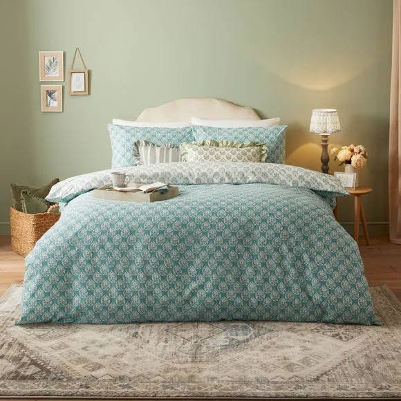 Reversible Duvet Cover Set - Blue, Polycotton image