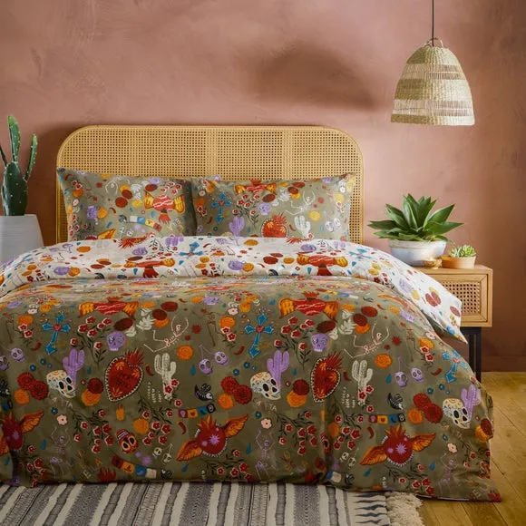Reversible Duvet Cover Set - Multicolor, Cotton