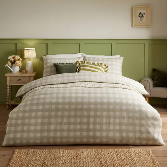 Reversible Duvet Cover Set - Natural, Polycotton