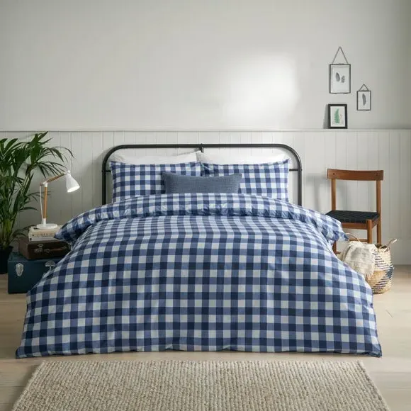 Reversible Duvet Cover Set - Navy, Polycotton