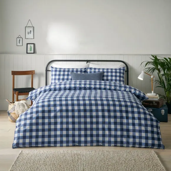 Reversible Duvet Cover Set - Navy, Polycotton