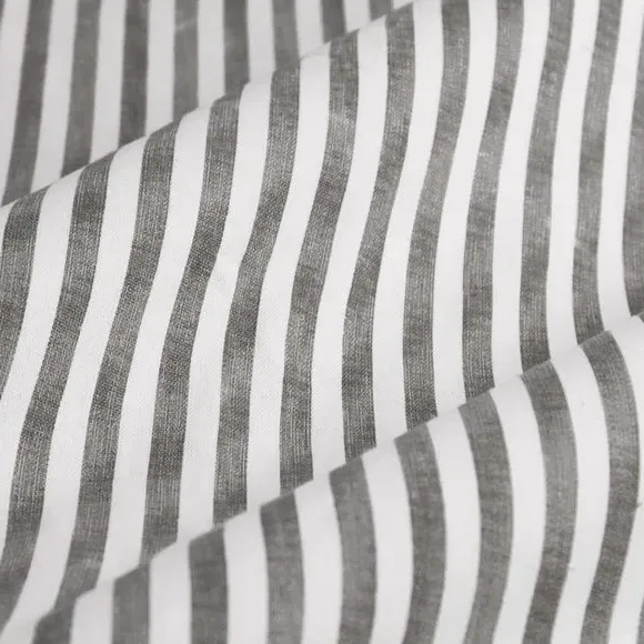 Striped Pencil Pleat Curtains - Grey, Cotton