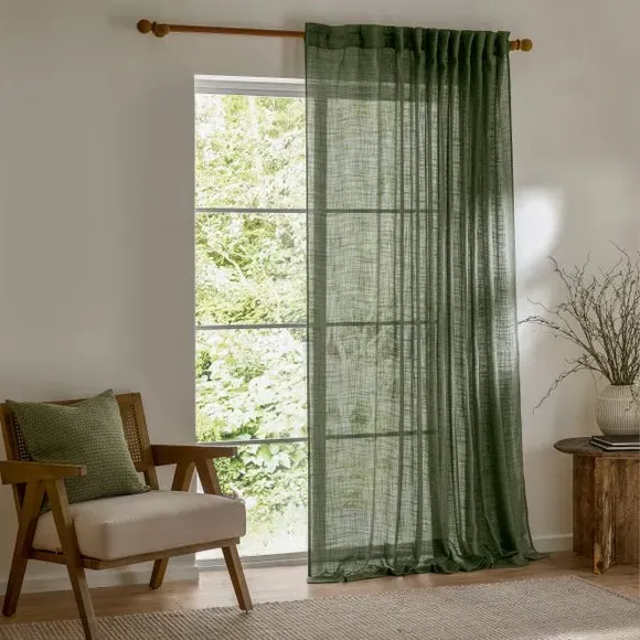 Tab Top Voile Panel - Forest, Polyester