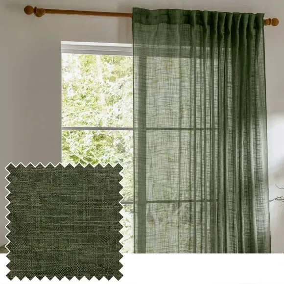 Tab Top Voile Panel - Forest, Polyester