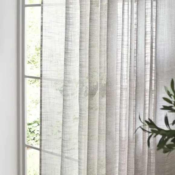 Tab Top Voile Panel - Grey, Polyester