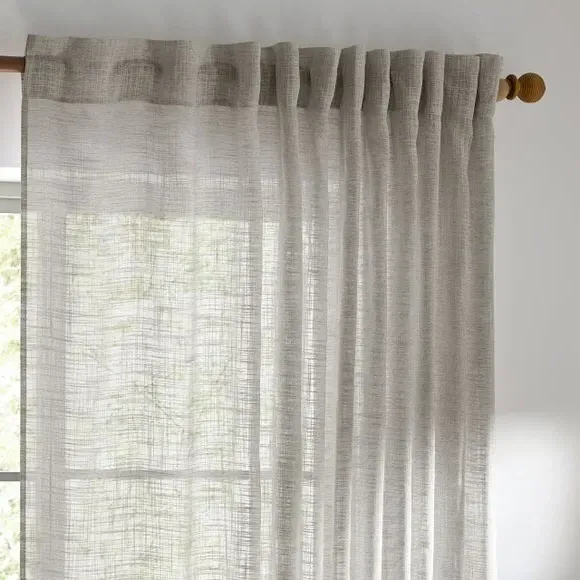 Tab Top Voile Panel - Grey, Polyester image