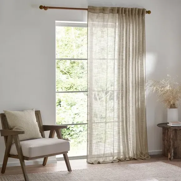 Tab Top Voile Panel - Linen, Polyester